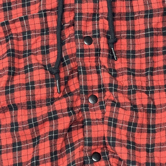 Urban Outfitters Heavy Hoodie Womens Medium Red Plaid Button Up Sweatshirt - Picture 11 of 12